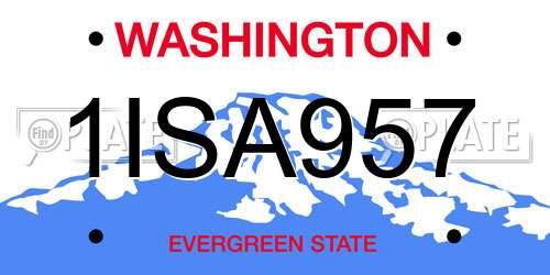 1ISA957 Washington License Plate