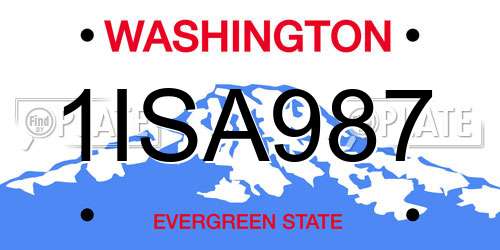 1ISA987 Washington License Plate