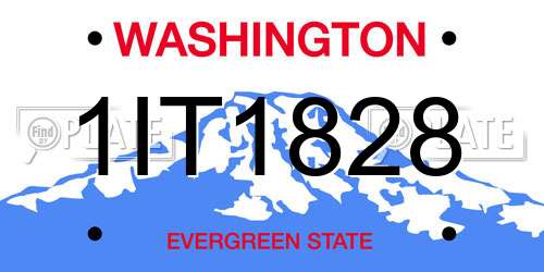 1IT1828 Washington License Plate