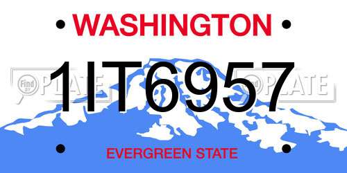 1IT6957 Washington License Plate