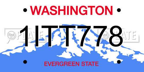 1ITT778 Washington License Plate