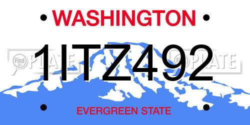 1ITZ492 Washington License Plate