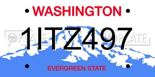 1ITZ497 Washington License Plate