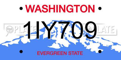 1IY709 Washington License Plate