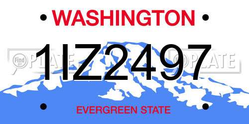 1IZ2497 Washington License Plate