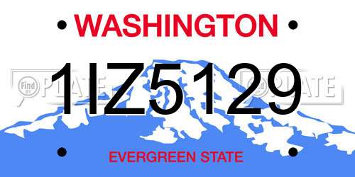 1IZ5129 Washington License Plate