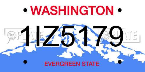 1IZ5179 Washington License Plate