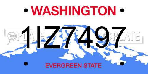 1IZ7497 Washington License Plate