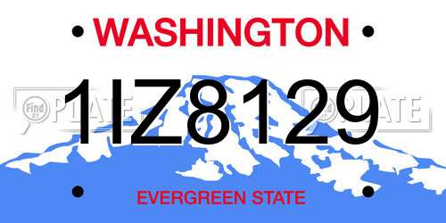 1IZ8129 Washington License Plate