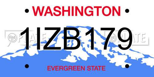 1IZB179 Washington License Plate