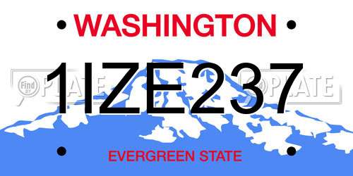 1IZE237 Washington License Plate