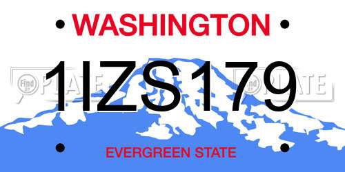 1IZS179 Washington License Plate