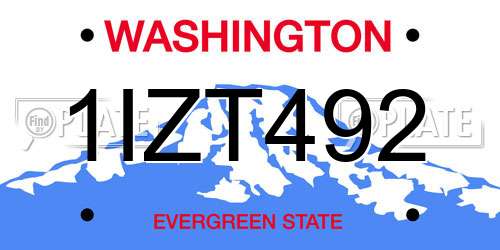 1IZT492 Washington License Plate