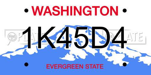 1K45D4 Washington License Plate