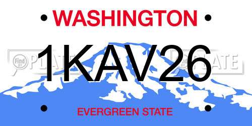 1KAV26 Washington License Plate