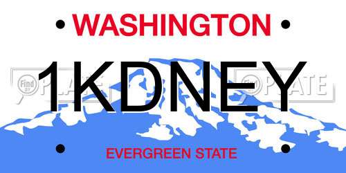 1KDNEY Washington License Plate
