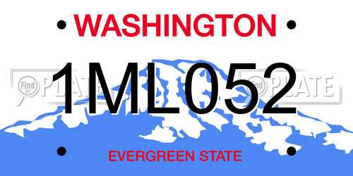 1ML052 Washington License Plate
