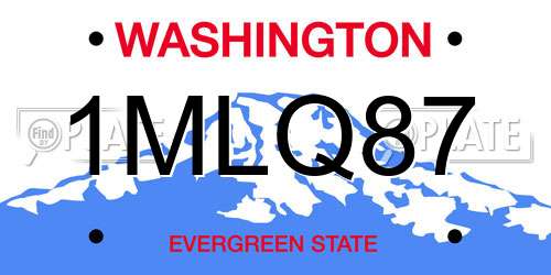 1MLQ87 Washington License Plate