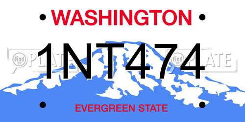 1NT474 Washington License Plate
