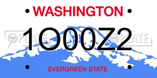 1O00Z2 Washington License Plate
