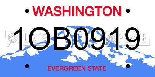 1OB0919 Washington License Plate