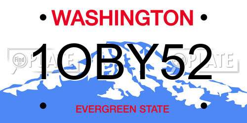 1OBY52 Washington License Plate