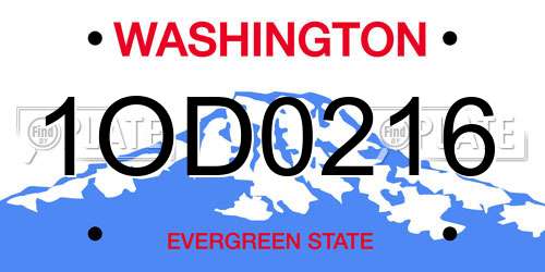 1OD0216 Washington License Plate
