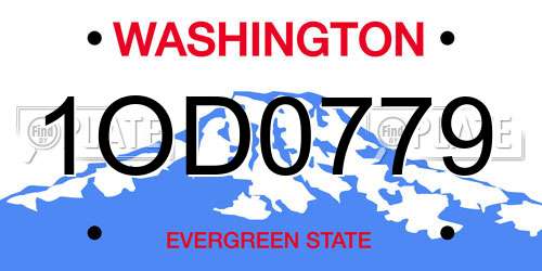 1OD0779 Washington License Plate