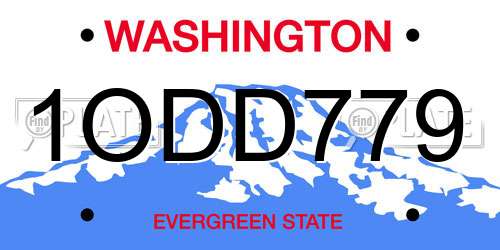 1ODD779 Washington License Plate
