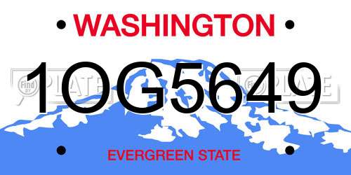 1OG5649 Washington License Plate