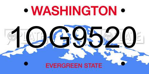 1OG9520 Washington License Plate