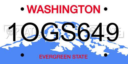 1OGS649 Washington License Plate
