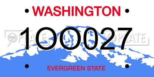1OO027 Washington License Plate