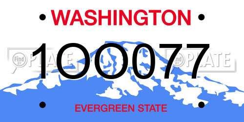 1OO077 Washington License Plate