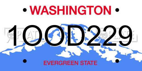 1OOD229 Washington License Plate