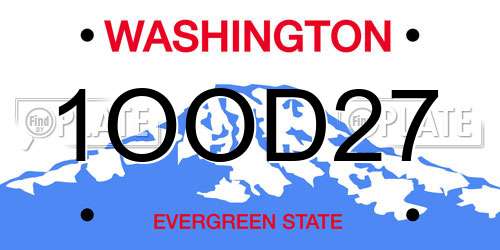 1OOD27 Washington License Plate