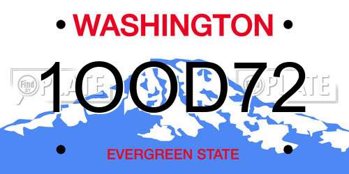 1OOD72 Washington License Plate