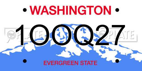 1OOQ27 Washington License Plate