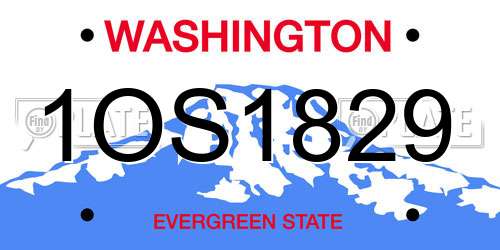 1OS1829 Washington License Plate