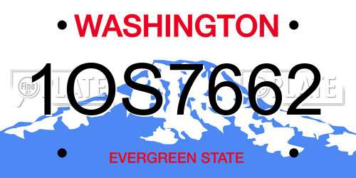 1OS7662 Washington License Plate