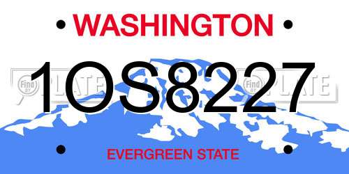 1OS8227 Washington License Plate