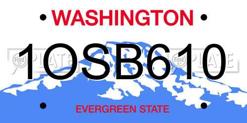 1OSB610 Washington License Plate