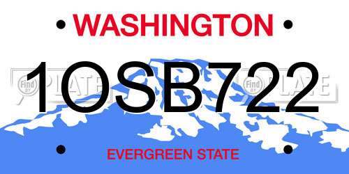 1OSB722 Washington License Plate