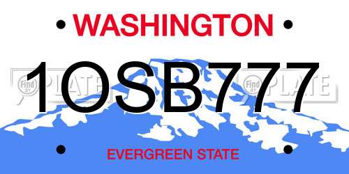 1OSB777 Washington License Plate