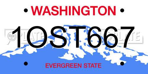 1OST667 Washington License Plate