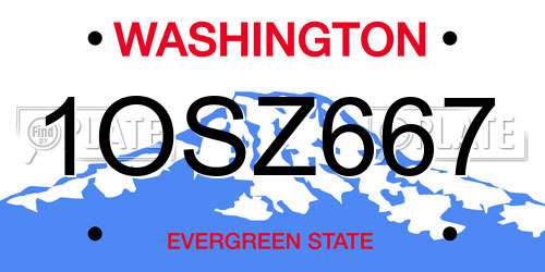 1OSZ667 Washington License Plate