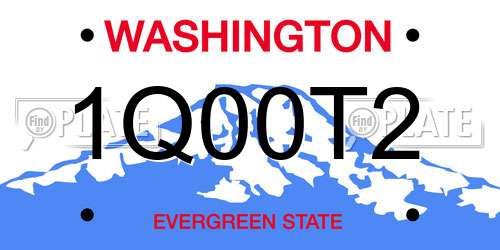 1Q00T2 Washington License Plate