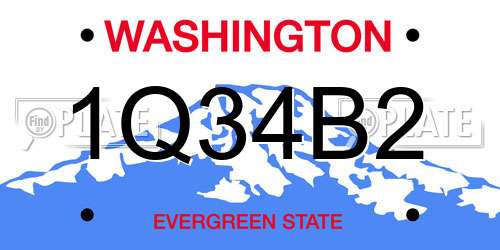 1Q34B2 Washington License Plate