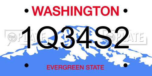 1Q34S2 Washington License Plate