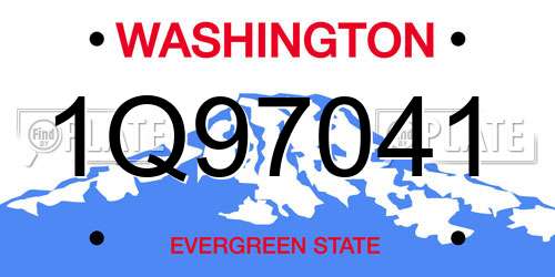 1Q97041 Washington License Plate
